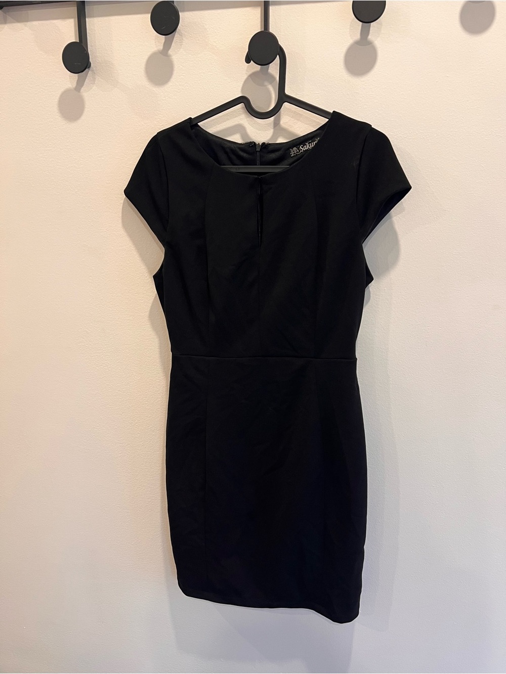 Sakura Black Cap-Sleeve Midi Dress